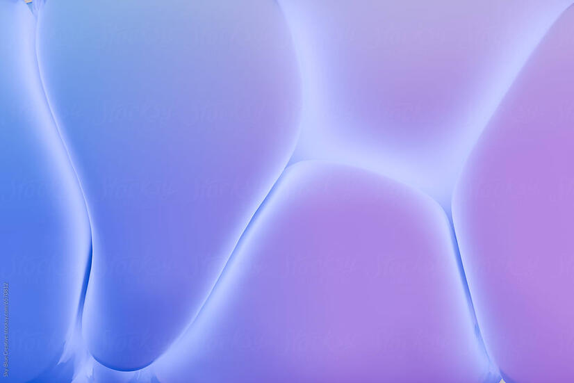 A minimalist abstract composition featuring smooth, organic shapes with gradients of blue and purple. The soft transitions between colors and the fluid curves create a calming and harmonious visual effect, evoking a sense of tranquility and depth.